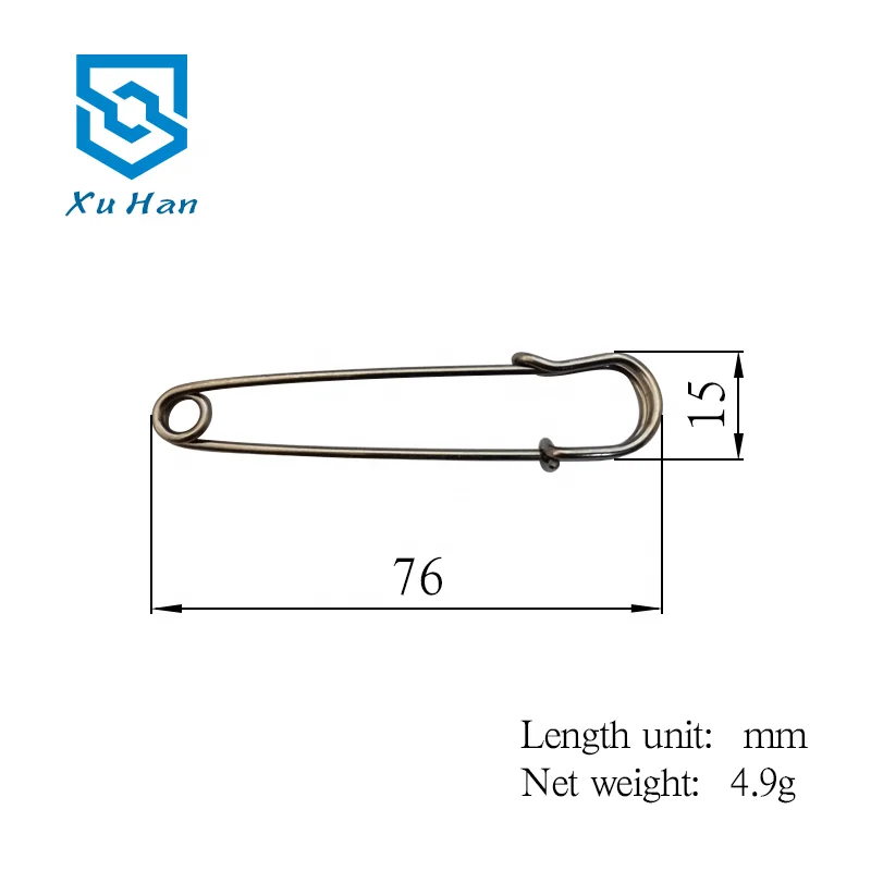 Wholesale high quality metal 3 inch extra large safety pin Customizable multicolor safety loop pin