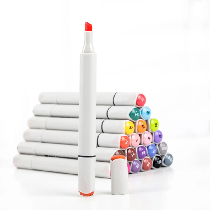HAOCAI OEM 80 Colors Marker Pens Set Dual Tip Alcohol Based Pen Nylon Tip Colorful Marker Pen with Import Ink