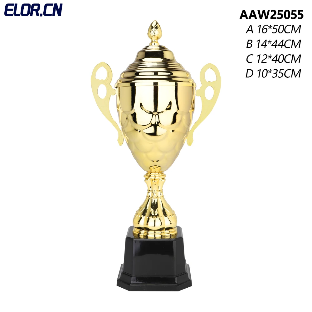 Elor Custom Made Good Quality Sports Metal Golden Award Trophies With Custom Nameplates For Ball Sports Games Competition