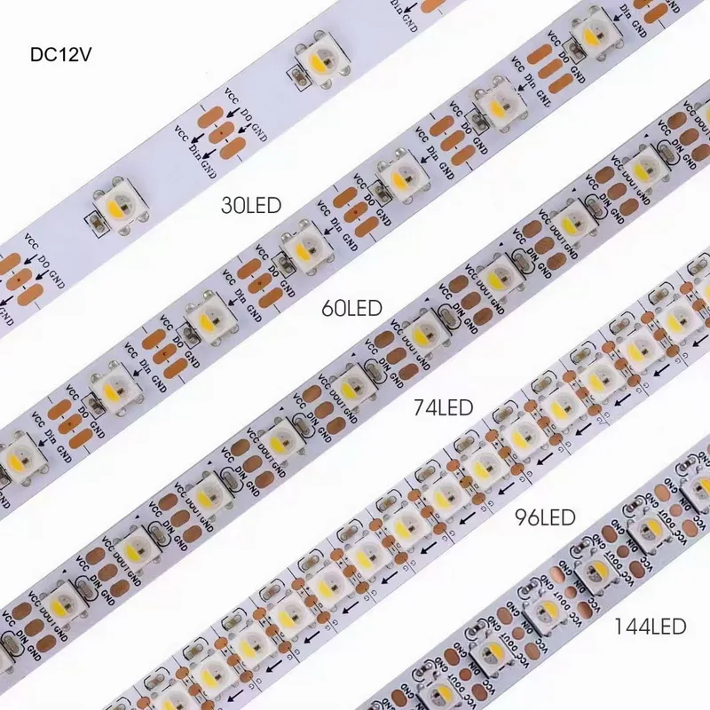 IC built-in SMD5050 DC12V 30 or  60pcs pixels per meter 12v WS2814 rgbw led strip