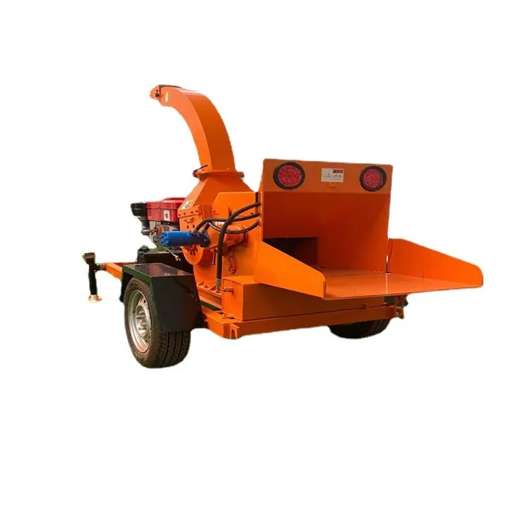 Trimmer Tree Trunk Crusher 360 Rotary Receiving Direct Loading Tire Mobile Crusher 55p Diesel Driven