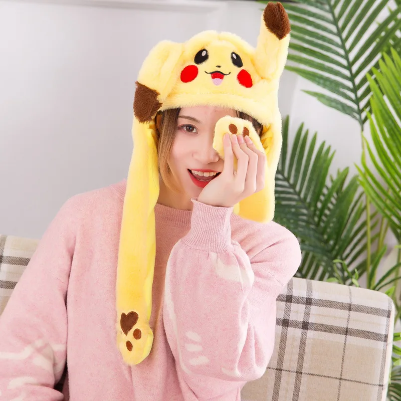 Cospaly Hot Fashion Rabbit Hat Ear Moving Jumping Hat Preppy Style Funny Toys Cap Good Gift  Women Girls Rabbit Hat With Lamp