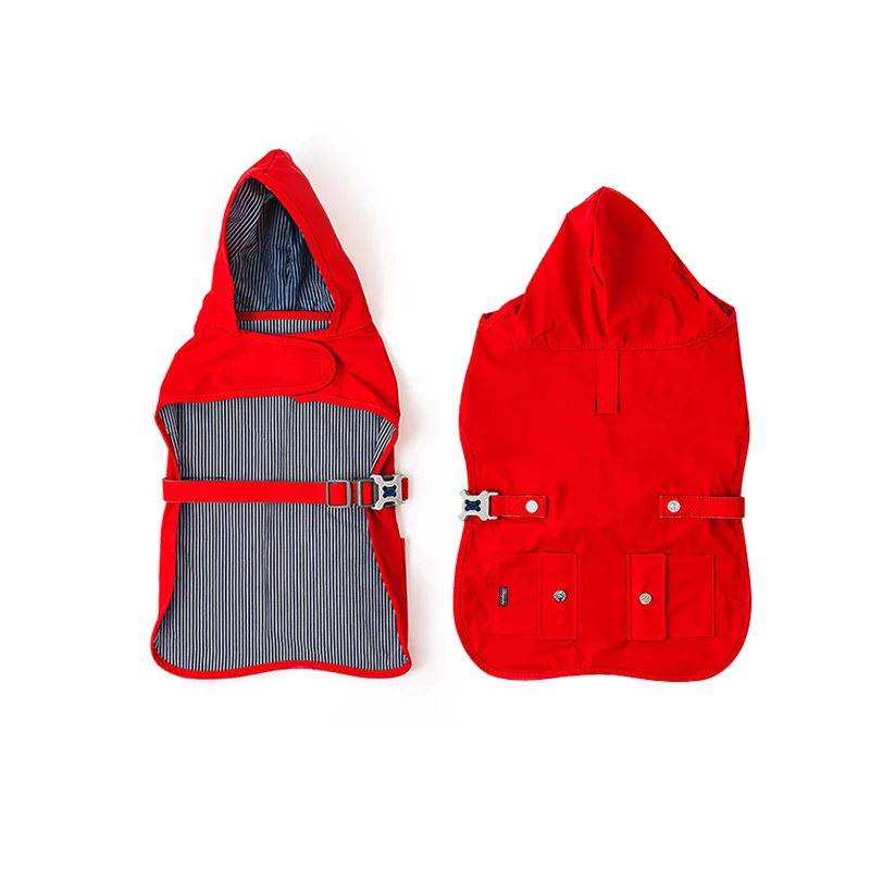 Yellow Adjustable Waterproof Lightweight Pet Rain Coat Jacket Thermal Coats Dog Clothes With Reflective Stripe Hoodie