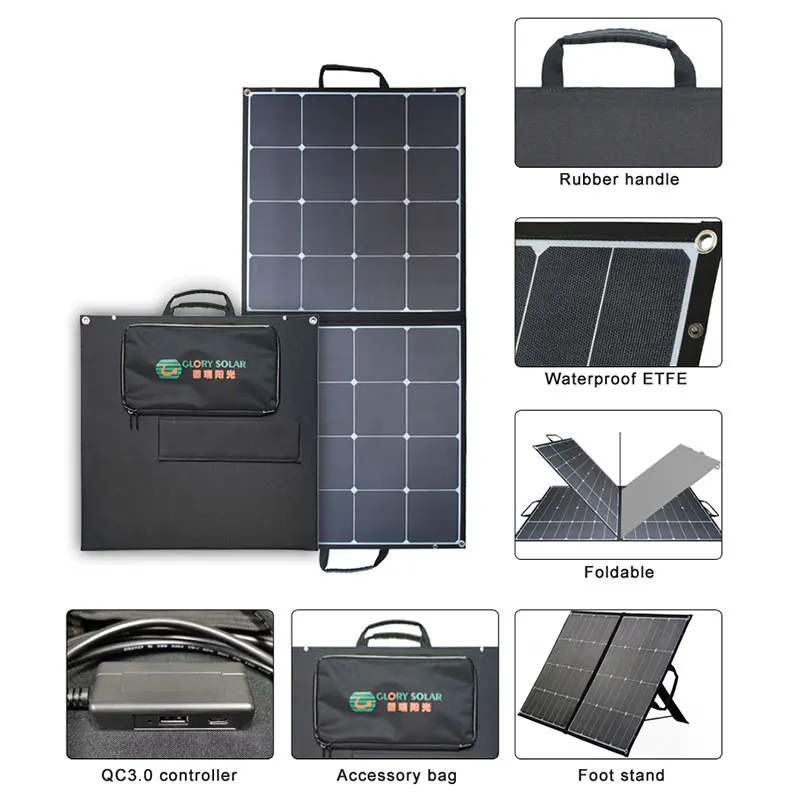 Лидер продаж складная солнечная панель Sunpower 100 Вт с контроллерами для портативной