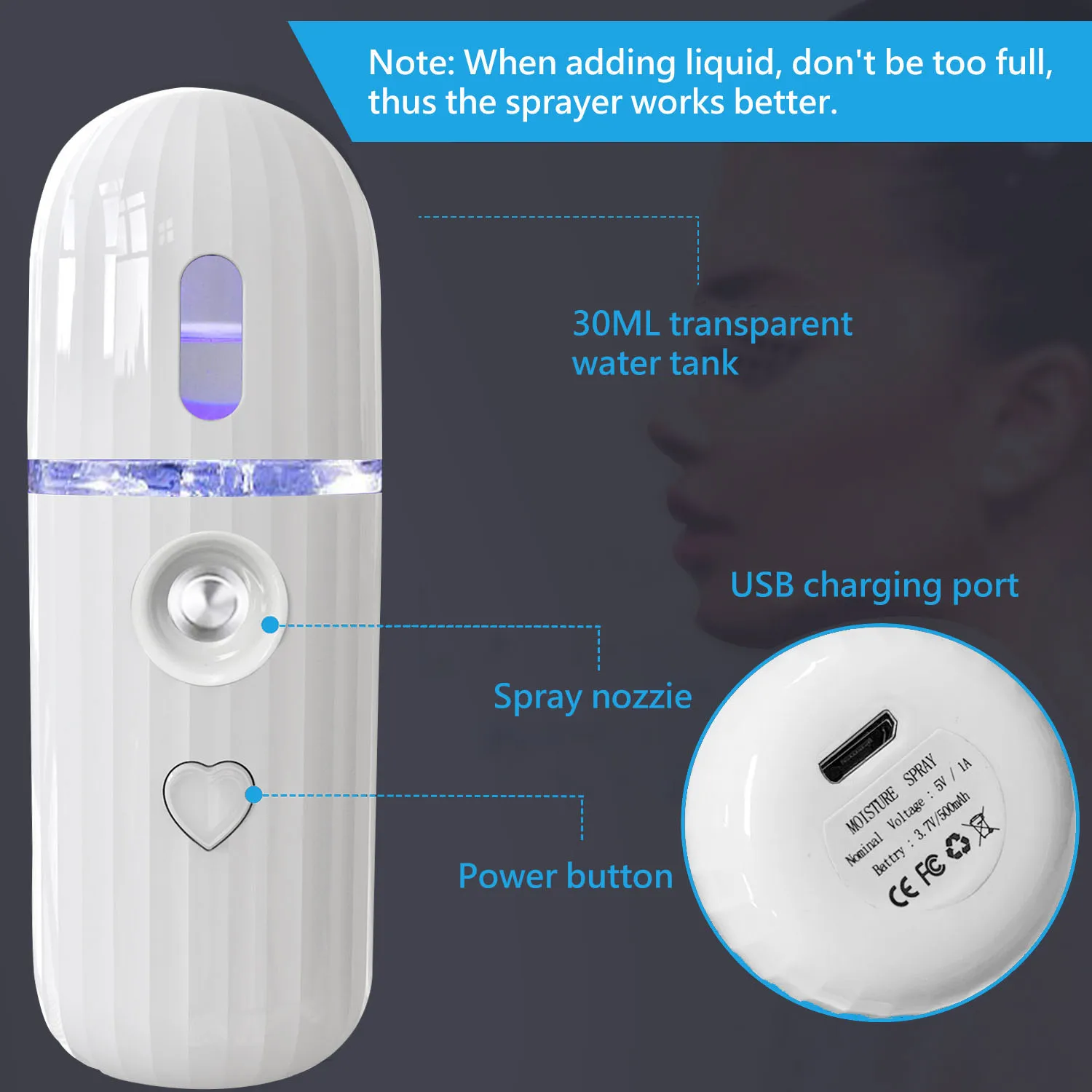 Private Handy Nano Portable Ionic Moisturizing Hydrating Mist Sprayer Mini Mister Beauty Facial Steamer Machine Stramer Facial
