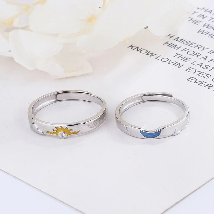 jewelry rings Sun moon and stars niche simple rings s925 sterling silver couple rings jewelry