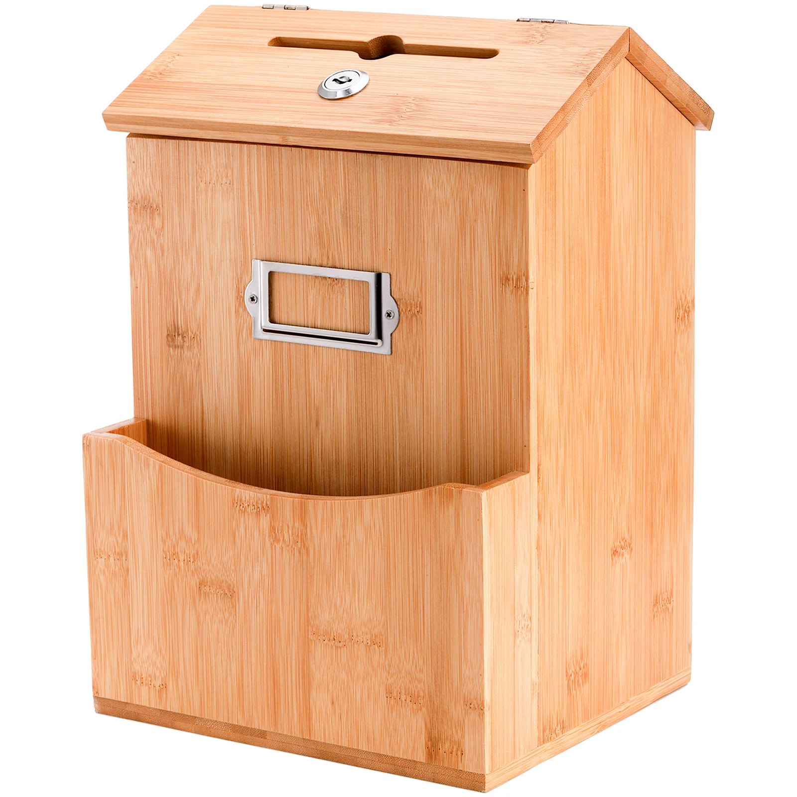 Wall Mounted or Desktop Used Bamboo Suggestion Collection Box Ballot Comment Box Donation Box