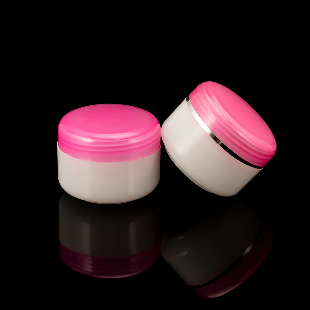 10g custom plastic travel cosmetic eye cream container uv nail pink color gel polish jar