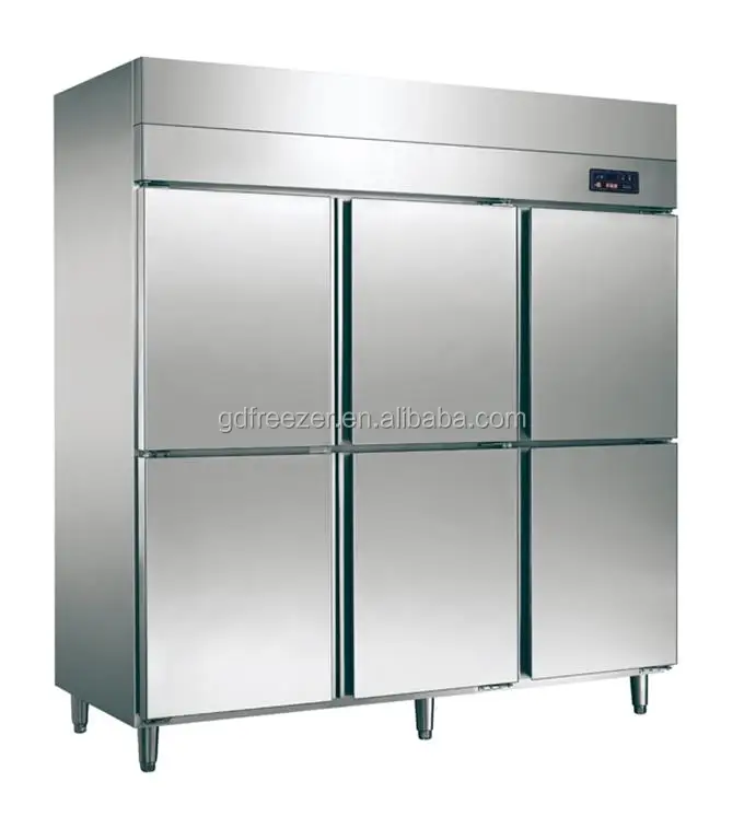 Factory price Commercial Hotel upright Freezer 6 Doors Vertical Kitchen Cooler Refrigerator with CE certificate