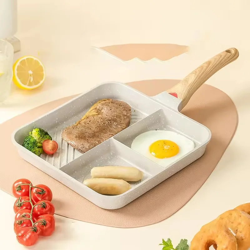 MYH 3 in 1 Die Casting Non stick Enamel Aluminum Cookware Fry Pan Bakelite Handle For Breakfast Easy to Clean