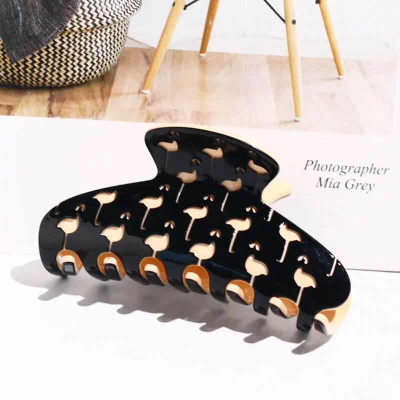Korean hair claws clips birds flamingo hair clamp claw clips for women wholesale black cellulose acetate hair claw accessories
