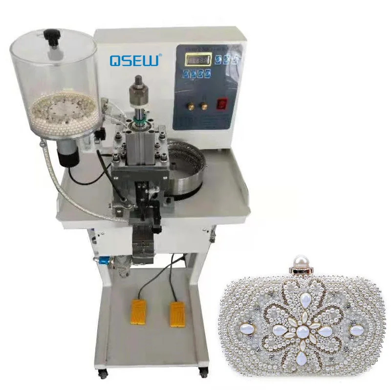 QS-98A Automatic Beading Attaching Machine Pearl Setting Nail Beads Fixing Machine diamond attaching machine 1 operation