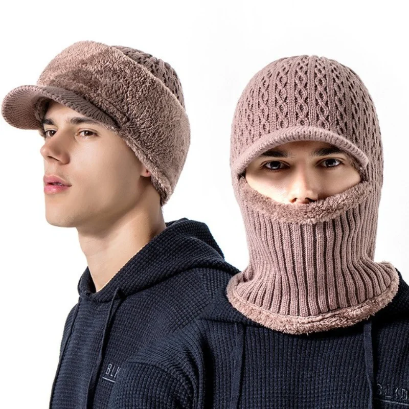 
Hats men and women hooded caps plus velvet warm face mask caps outdoor cold-proof face masks woolen caps 