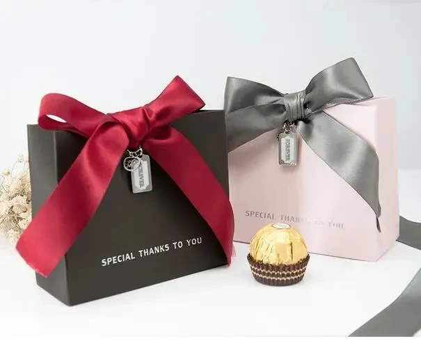 Custom you own logo mini small gift paper bags luxury boutique jewelry paper bag with Ribbon Tie Bow