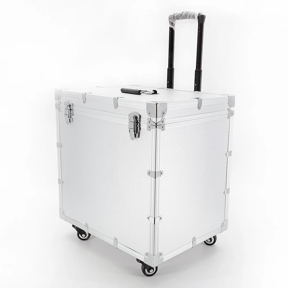 Large Aluminum Equipment Tool Trolley Case Aluminum Instrument Display Carrying Tool Case With Wheels