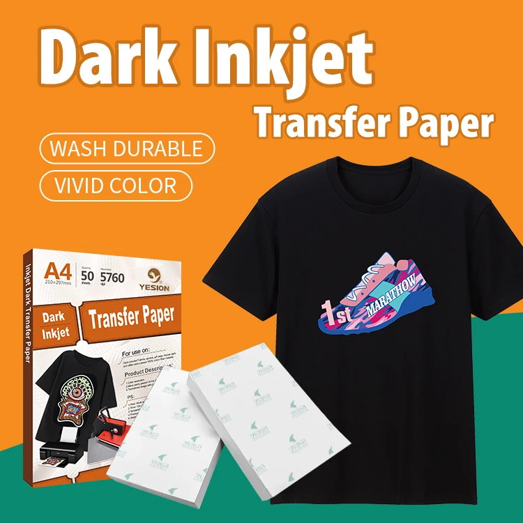 Heat Transfer Paper for Dark Fabric T Shirt Transfers Paper for Inkjet Printer Printable Heat Transfer Vinyl for T-Shirts