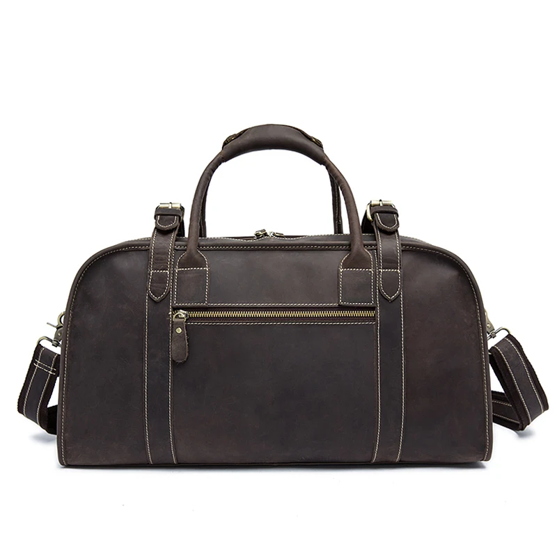 High Quality   Full Custom Vintage Genuine Leather Waterproof Trolley Travel  Duffel  Overnight Bag