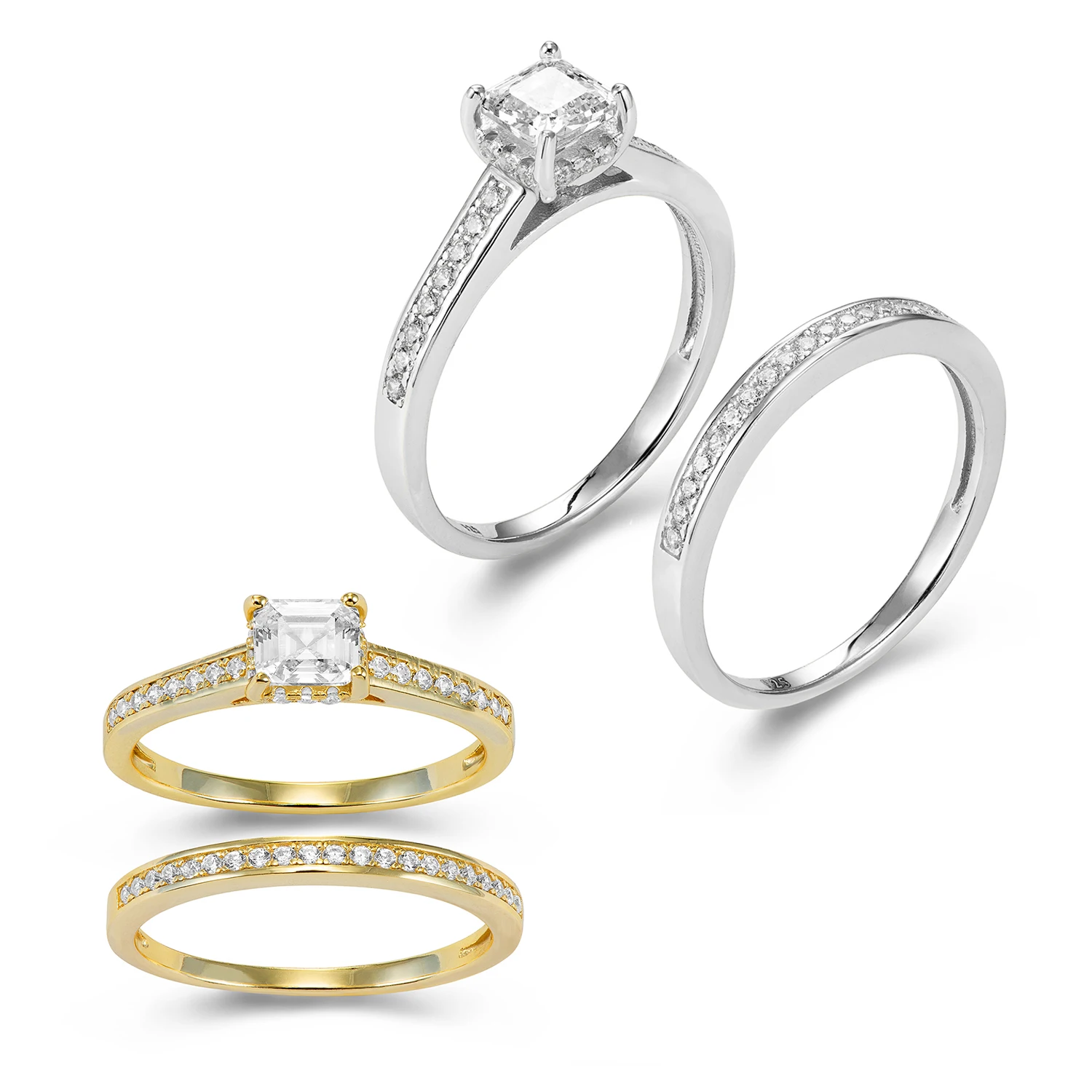 
Hot Sale 925 Sterling Silver Jewelry Gold Plated Classic engagement Ring diamond Wedding Ring for women 