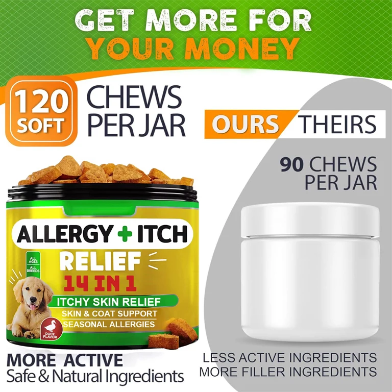 OEM/ODM 14 IN 1 Dog Allergy Immune Support Chews Pet Health Care & Supplements for Allergy Relief Senior