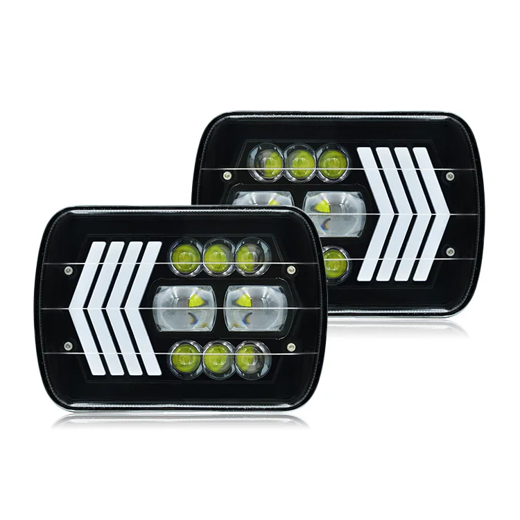 Auto lighting system 7inch 80W Hi/Lo beam daytime running light for ATV truck with yellow turn signal light