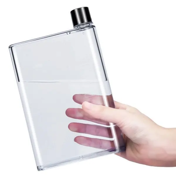 Square Shape A5 Flat Plastic Clear Notebook Water Bottle A5 Flat Plastic Clear Notebook Water Bottle