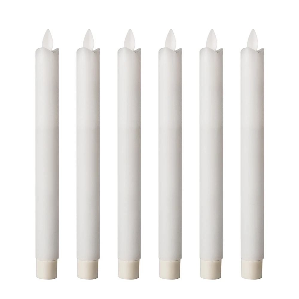 Moving wick D2.2  white paraffin wax  battery operated timer 6 hours led taper candle for holiday decoration