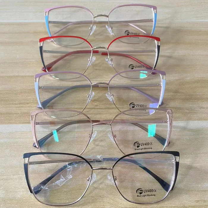 Hot Selling Anti-blue light women cat eye glasses High quality wholesale Metal Optical eyeglasses frames