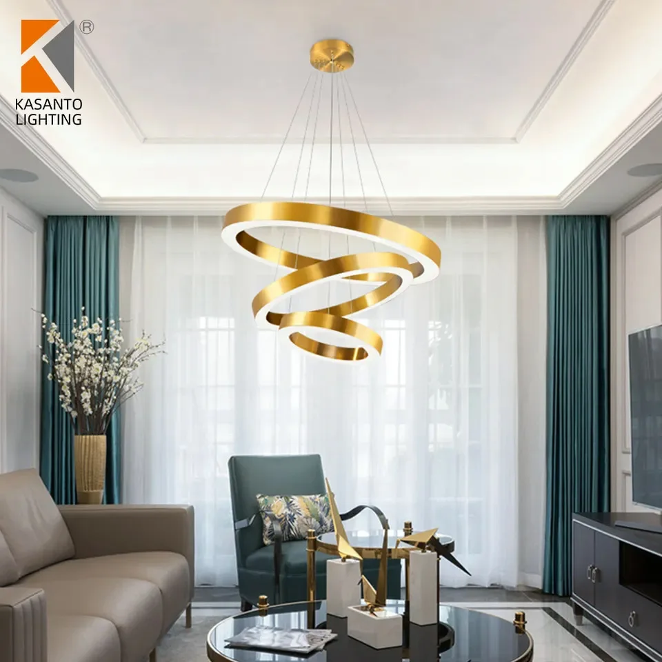 Modern Nordic Ring Design Light Led Ceiling Chandelier Home Decor Ceiling Pendant Lights For Dining Coffee Table Decorative Lamp