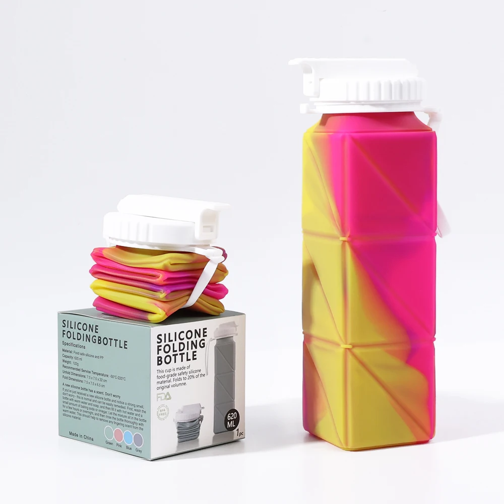 new product idea 2024 Portable Leakproof custom gym water bottle wholesale ecofriendly silicone foldable water bottle with straw