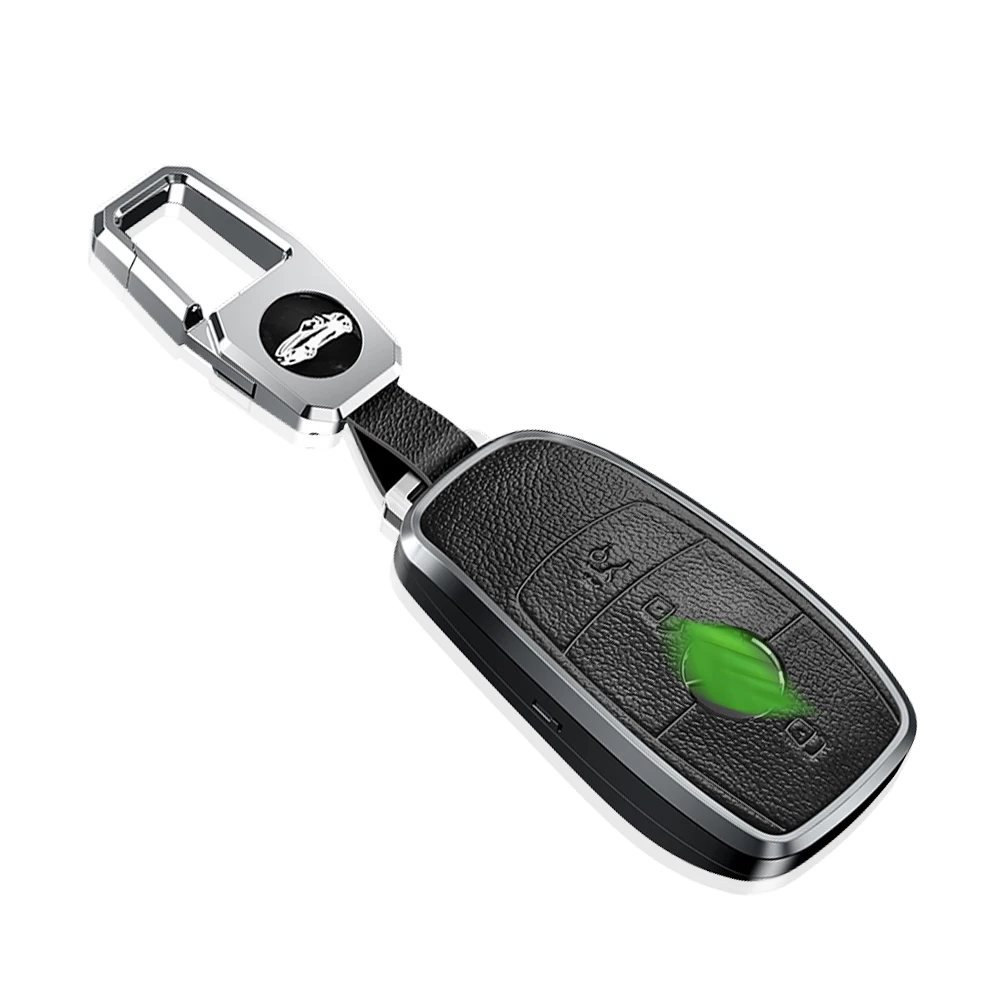 SHANCHI Aluminum Alloy Leather Car Accessories Smart Key Case Shell for Mercedes-Benz W206 W223 C300 S500 Metal Car Key Cover