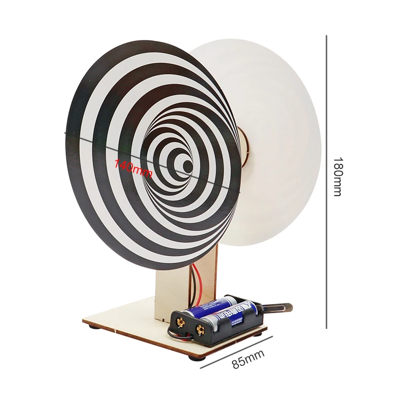 Wholesale student learning DIY Duchamp Turntable Electric wooden science  optical illusion physical science kits educational toy