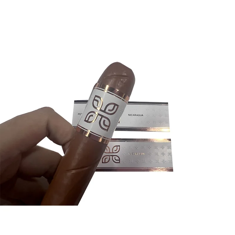 Custom Recyclable/Biodegradable Gold Foil Cigar Band Labels Embossed Logo Reusable Packaging