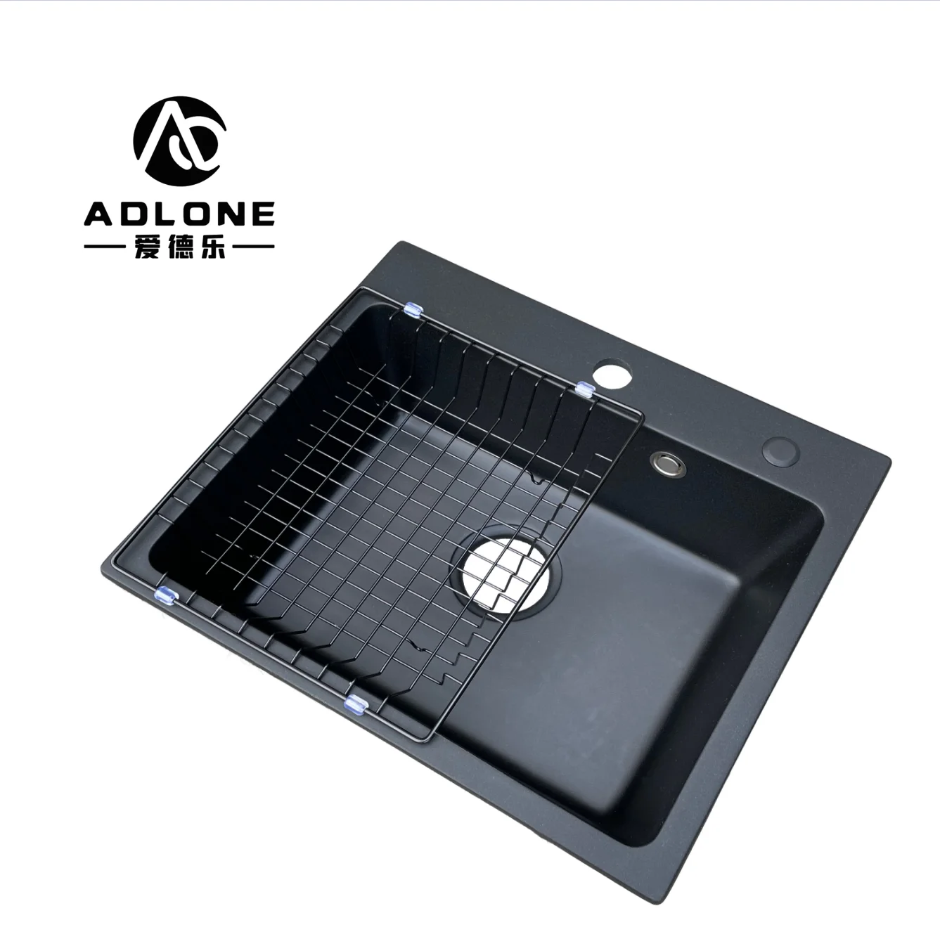 Composite Sinks Matte Solid Topmount quartz Bathroom faucet Square  Sink Black granite Basin sink