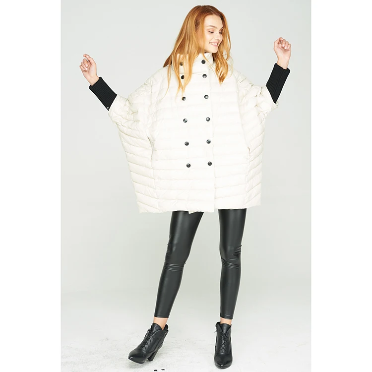 Fashion New Design Winter Women Plus Size Loose Double Breasted White Duck Down Jacket