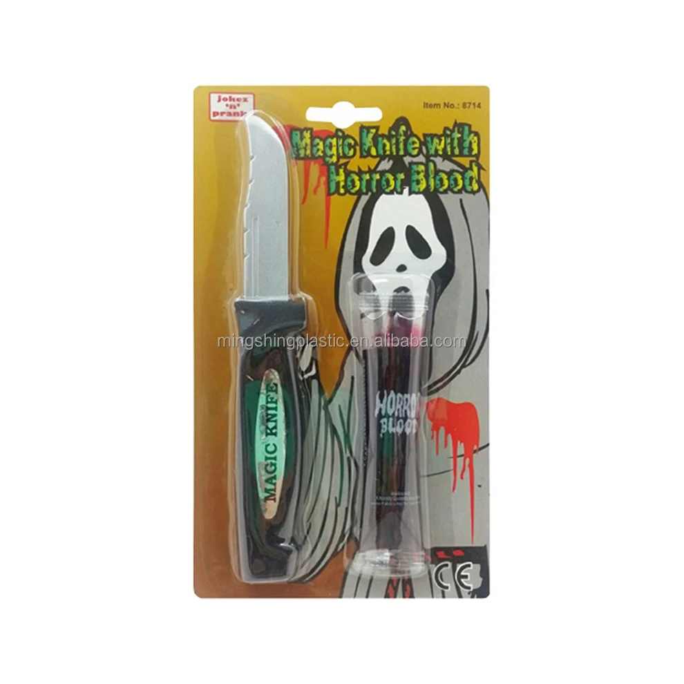 Top Seller Fun Tricks EN71 BSCI Novelty Jokes Gag Gift Toy Gift Set Magic Knife With Horror Blood