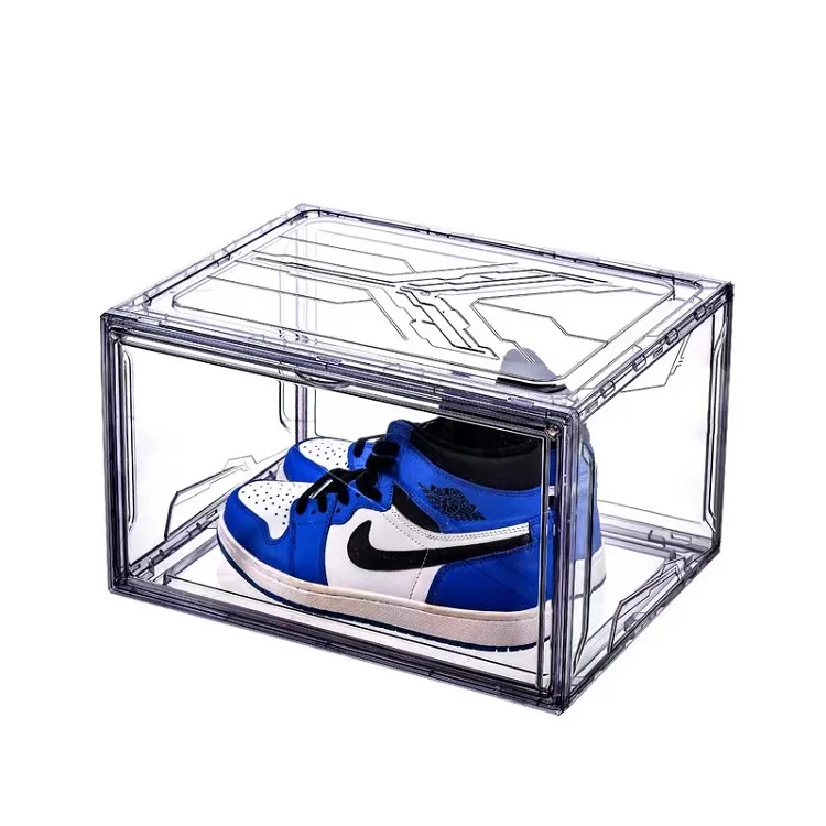Hot Sale Magnet Shoe Display Case Stackable Sneaker Containers Plastic Transparent Clear Shoe Storage Box