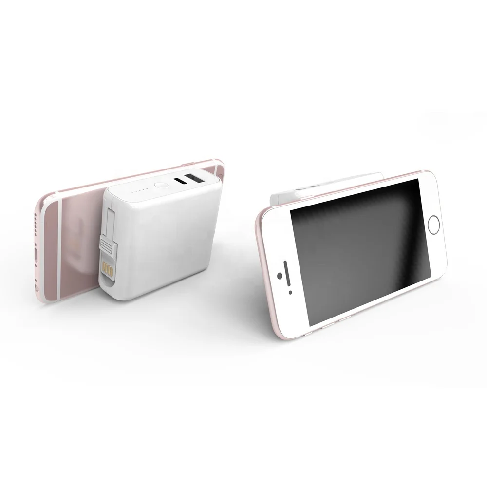 Portable Wireless Charger Power Bank with Suction Cup and Built-in Charging Cables of 5000mAh External Battery Pack Charger