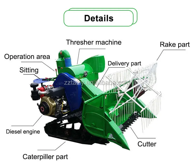 large output capacity portable engine combine rice mini harvester machine