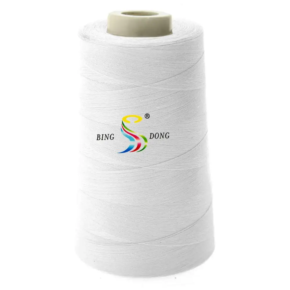 20/3 3000m Raw Optical Bleached White Color Shoes Overlock Sewing Thread Spun Polyester