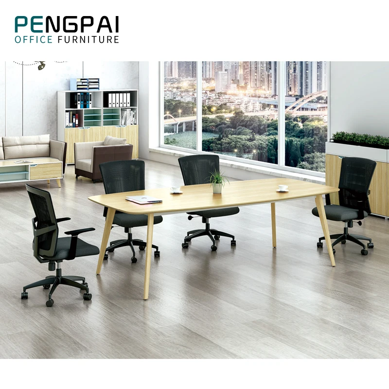 Pengpai пользовательский Овальный дизайн Европейский стиль Меламин 6 человек стол для конференций
