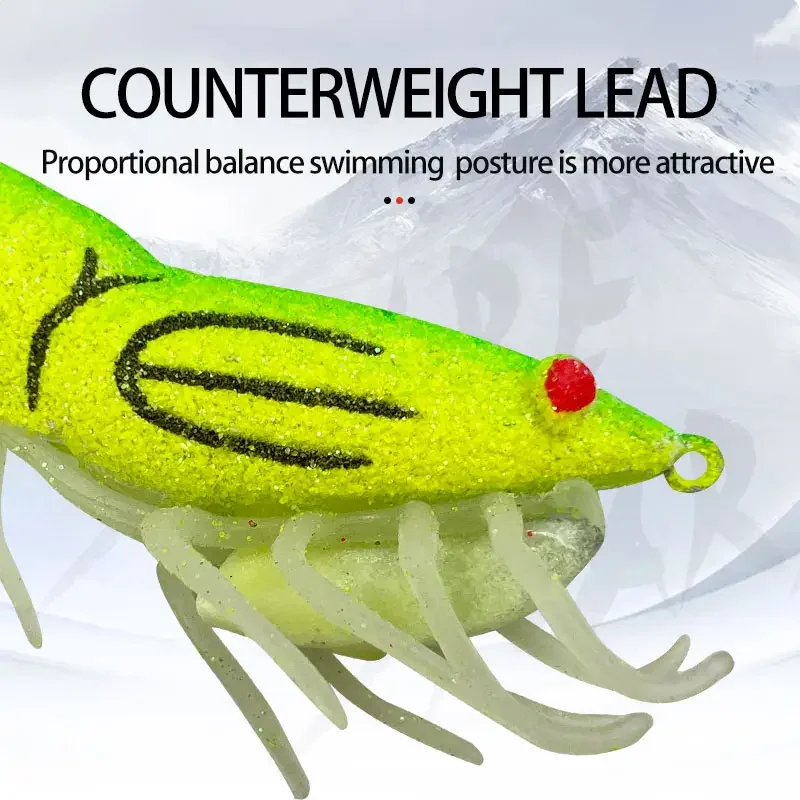 Hot Sale Lead Sinker Soft foot Octopus Bait Squid jig Hook Luminous Shrimp Squid Jig Hooks Soft Plastic Shrimp Squid Bait