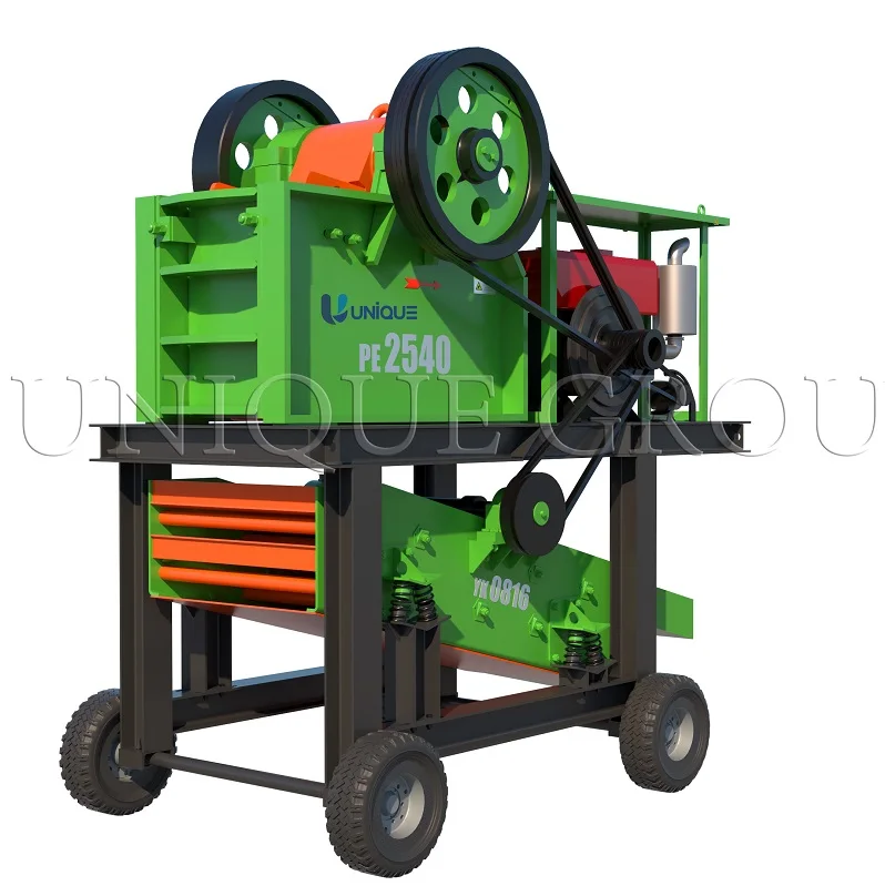 NEW Mining Gold Ore Rock Stone Crusher Station For Primary Crushing, Small Portable Jaw Crusher With Diesel Engine For Sale
