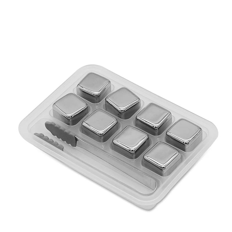 Цельный набор из нержавеющей стали 304, Квадратный Кубик льда для виски, водки, вина, крутых напитков