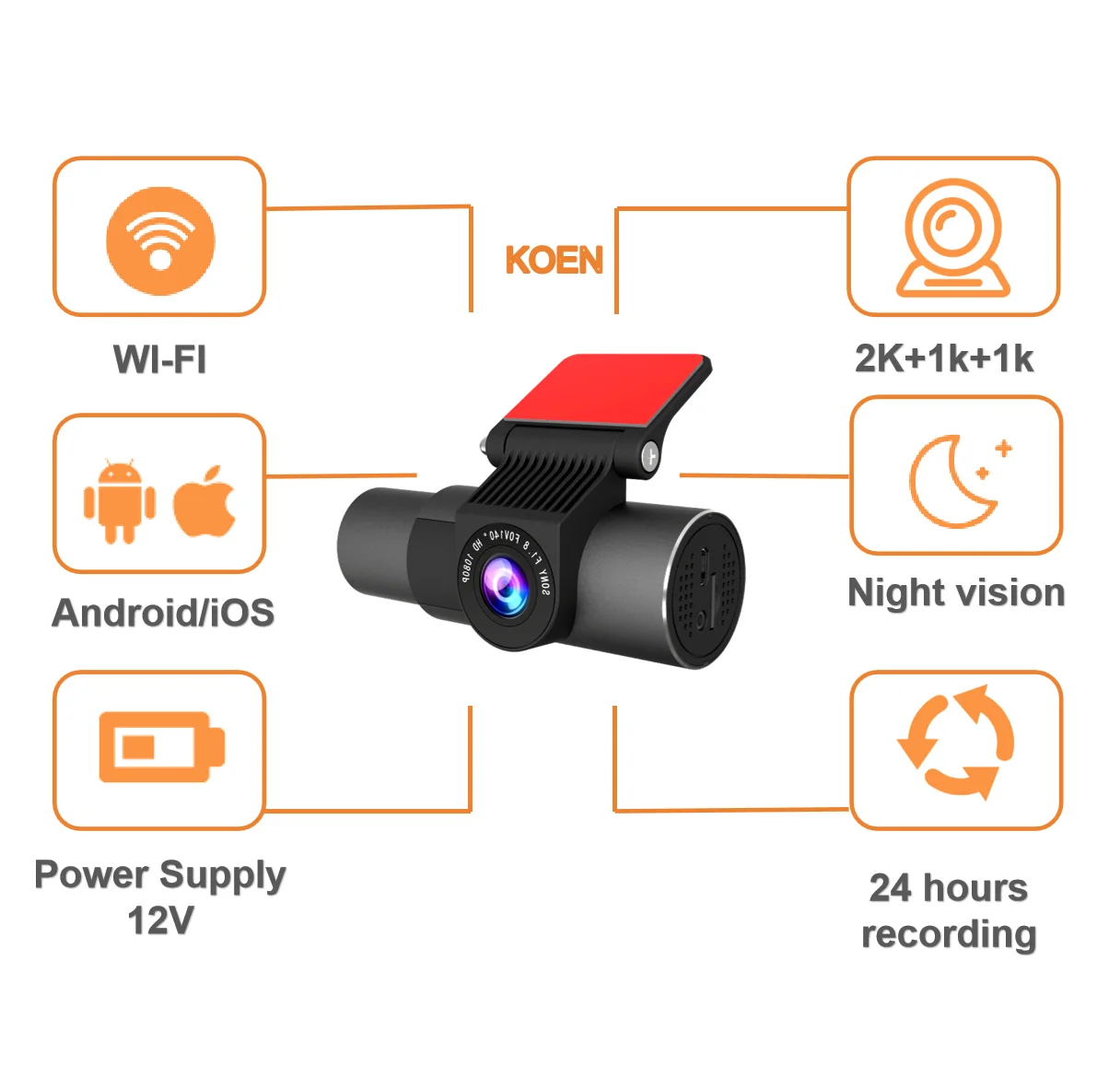 Car 3 Channels WiFi dash cam car Black Box  Reversing Camera