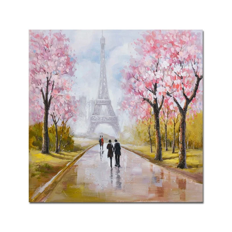 
Eiffel Tower Brush Wall Painting for Home Decoration Handmade Canvas Modern Oil SCENERY 2 Color Handpainted 