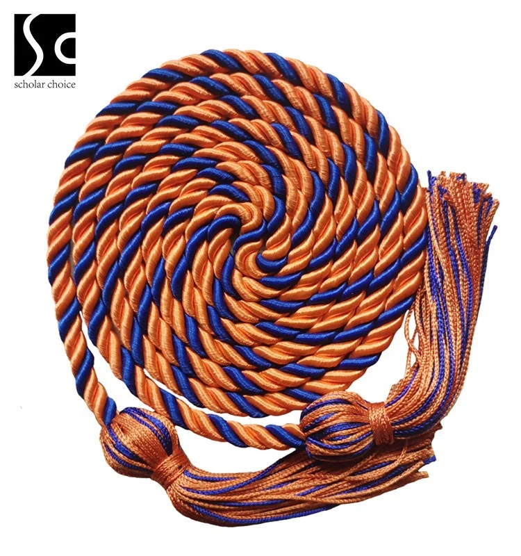 Royal Blue/orange Bicolor Two-color  Graduation Cords With Graduation Tassels Graduation Honor Cords
