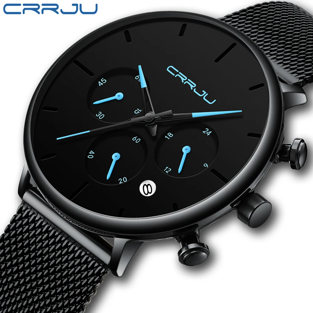 CRRJU official store 2271 luxury analog quartz men chronaograph watches reloj saat