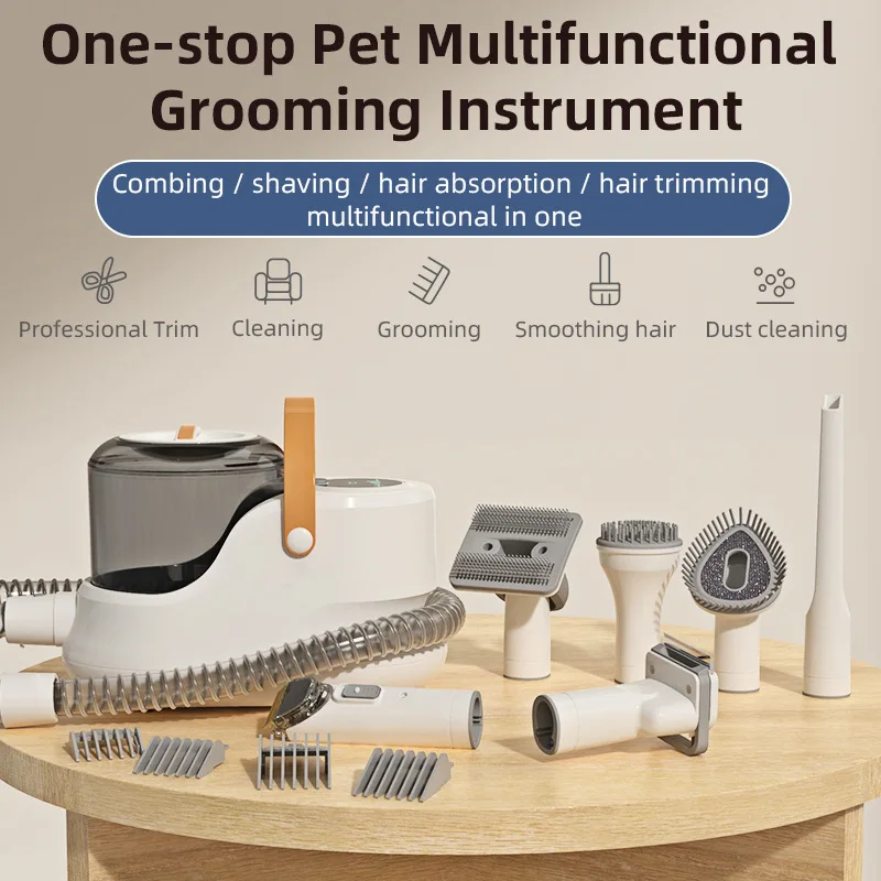 Pet Grooming Kit 2.5L Pet Vacuum Cleaner for Dog Hair Low Noise 3 Levels Suction with 7 Grooming Shedding Tools