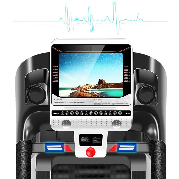 
Professional Gym Equipment Smart Motorized Led Screen Inverter Treadmill With Wifi 