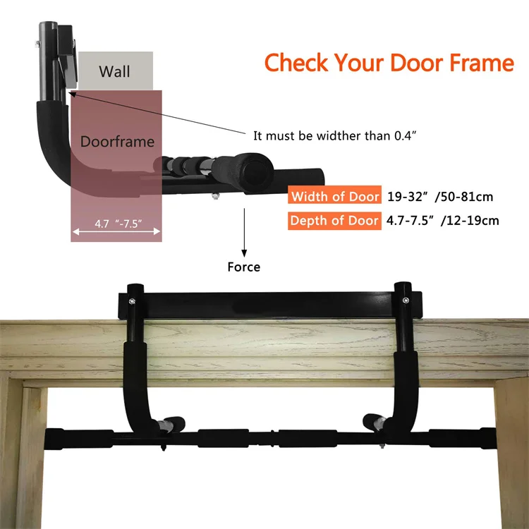 Door Frame Fitness Exercise Upper Body Horizontal Bar Gym Workout Doorway  Pull-Up Bar